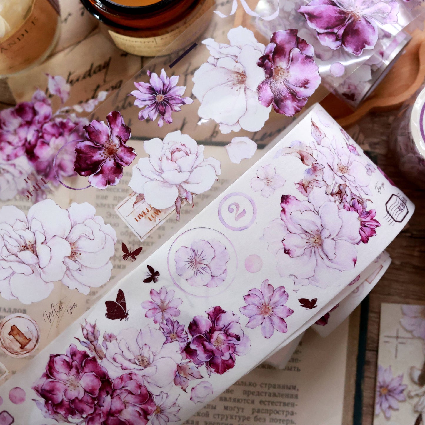 6cm*120cm Wild Rose Washi/PET Tape