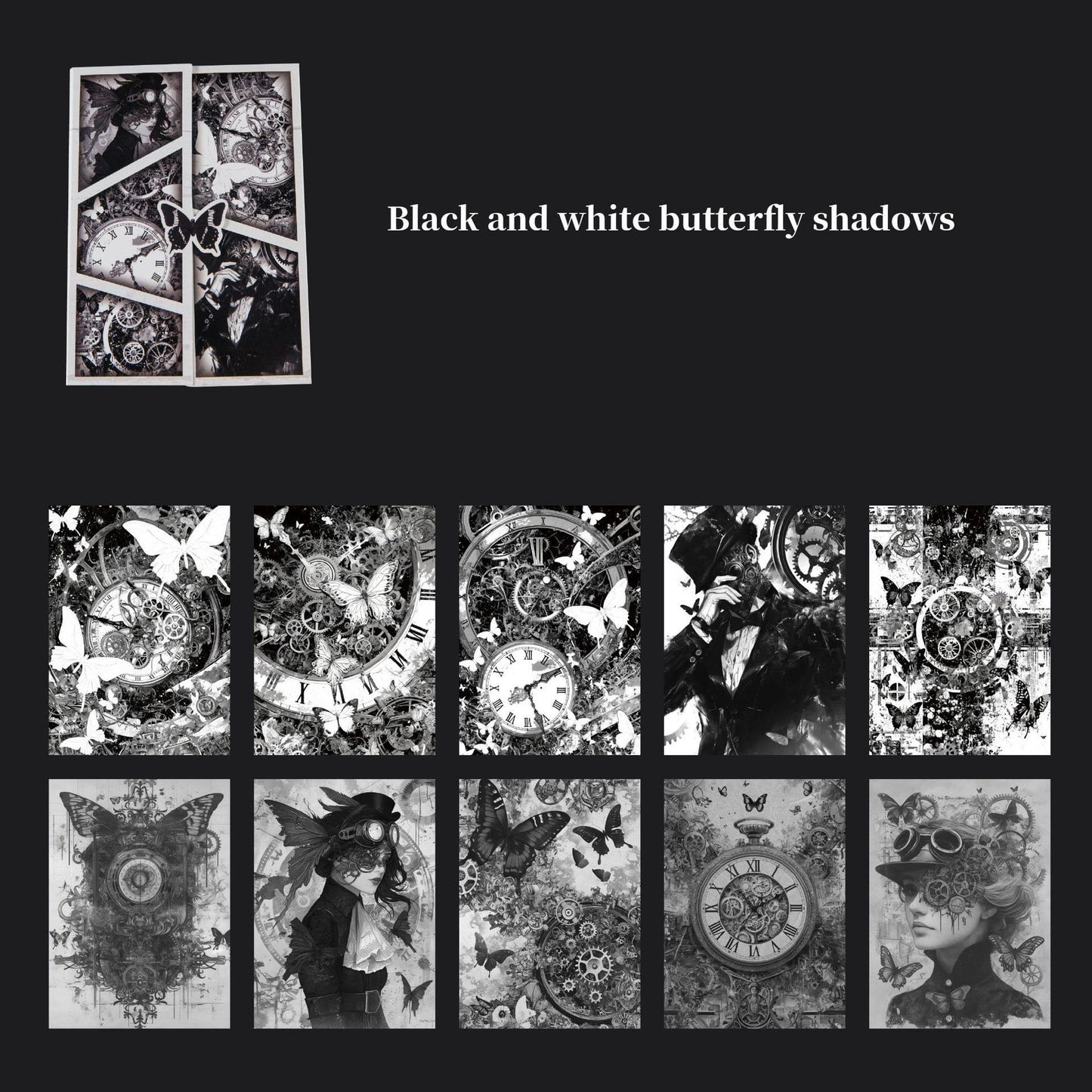 Steampunk Butterfly Series Vintage Scrapbook Paper