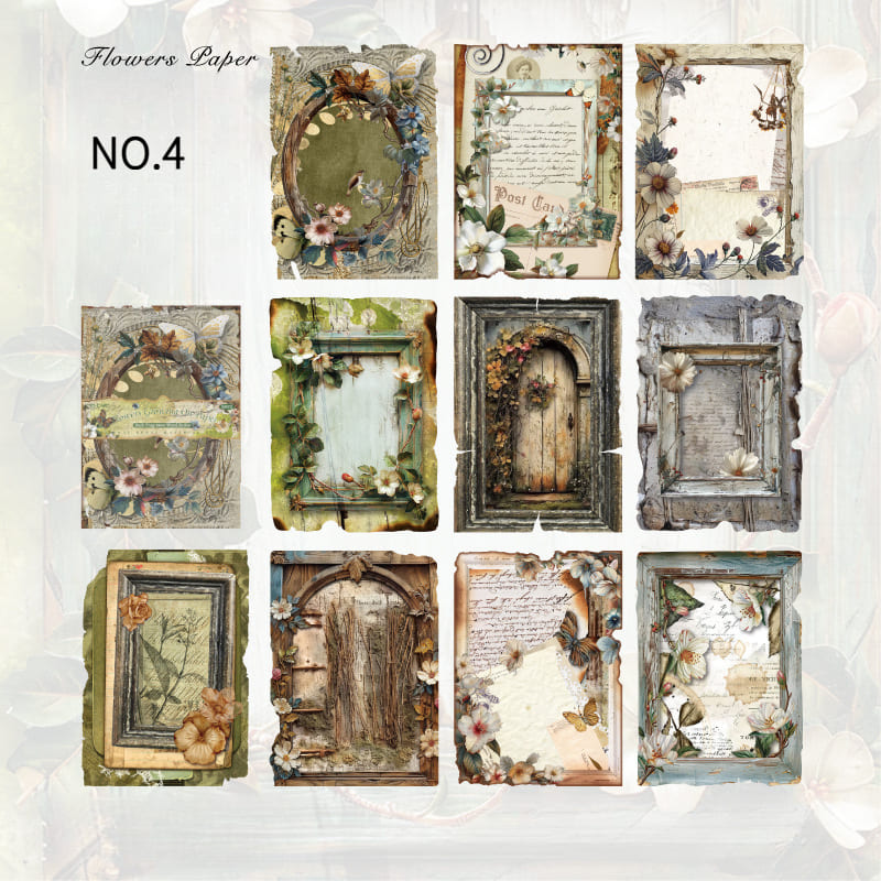 Vintage Wooden Frame Collage Scrapbook Paper