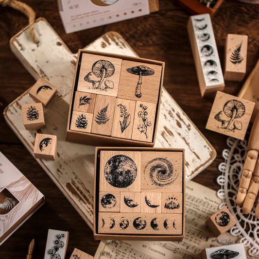 7PCS Romantic Series Wooden Stamp