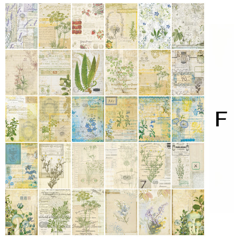 30PCS Retro Dream Series Scrapbook Paper