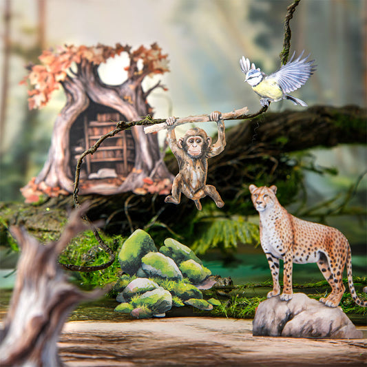 Close-up of animal and jungle illustrations