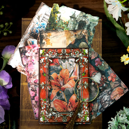 Vintage Flower Theme Scrapbook Paper