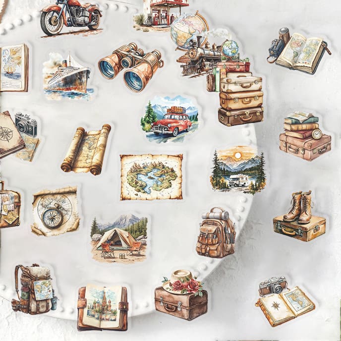 50PCS Vintage Travel Sticker Pack