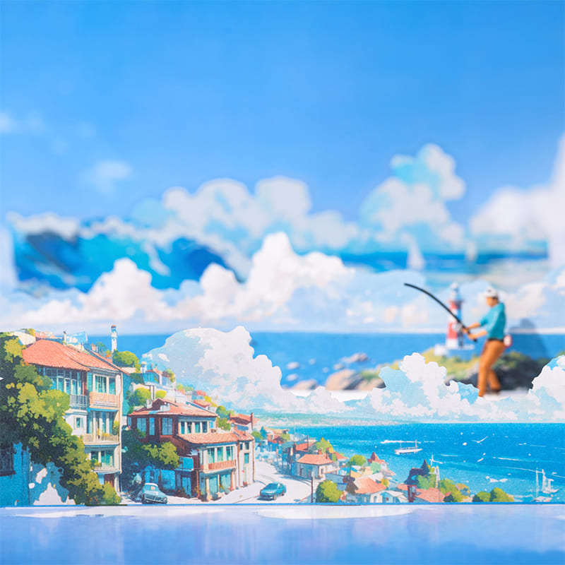 Ocean view PET+Paper sticker for creative crafts