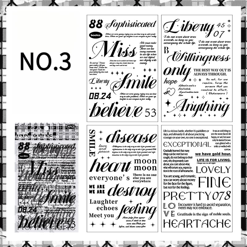 Black And White English Die-cut Stickers