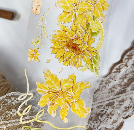 One Cycle Sunflower Field Die-Cut PET Tape