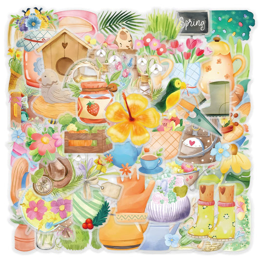 50PCS Watercolor Spring Series Stickers