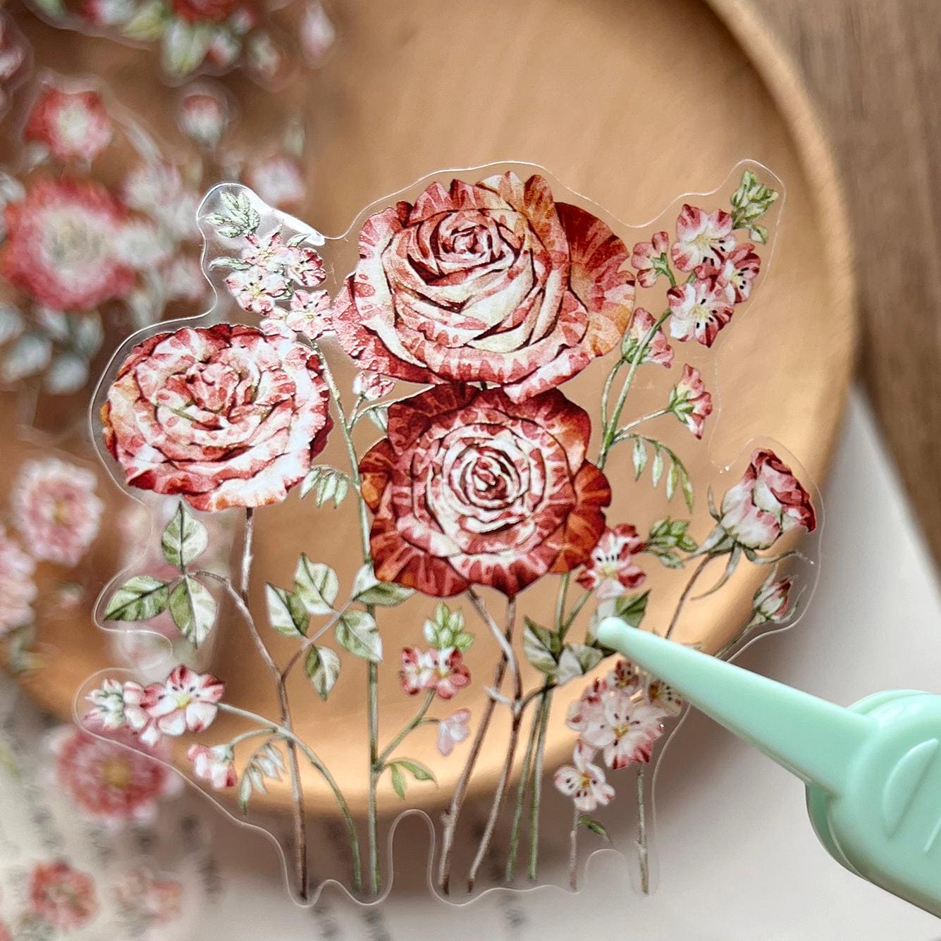 6cm*5m Die-Cut Red Flower Tape