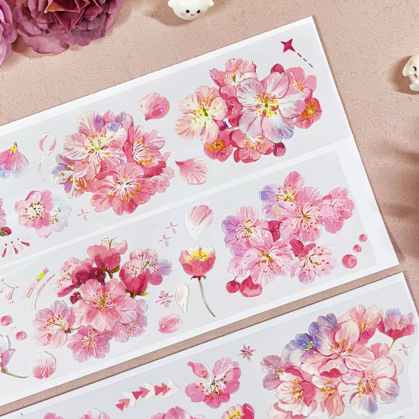 Cherry Blossom Die-Cut PET/Washi Paper Tape (One Cycle)