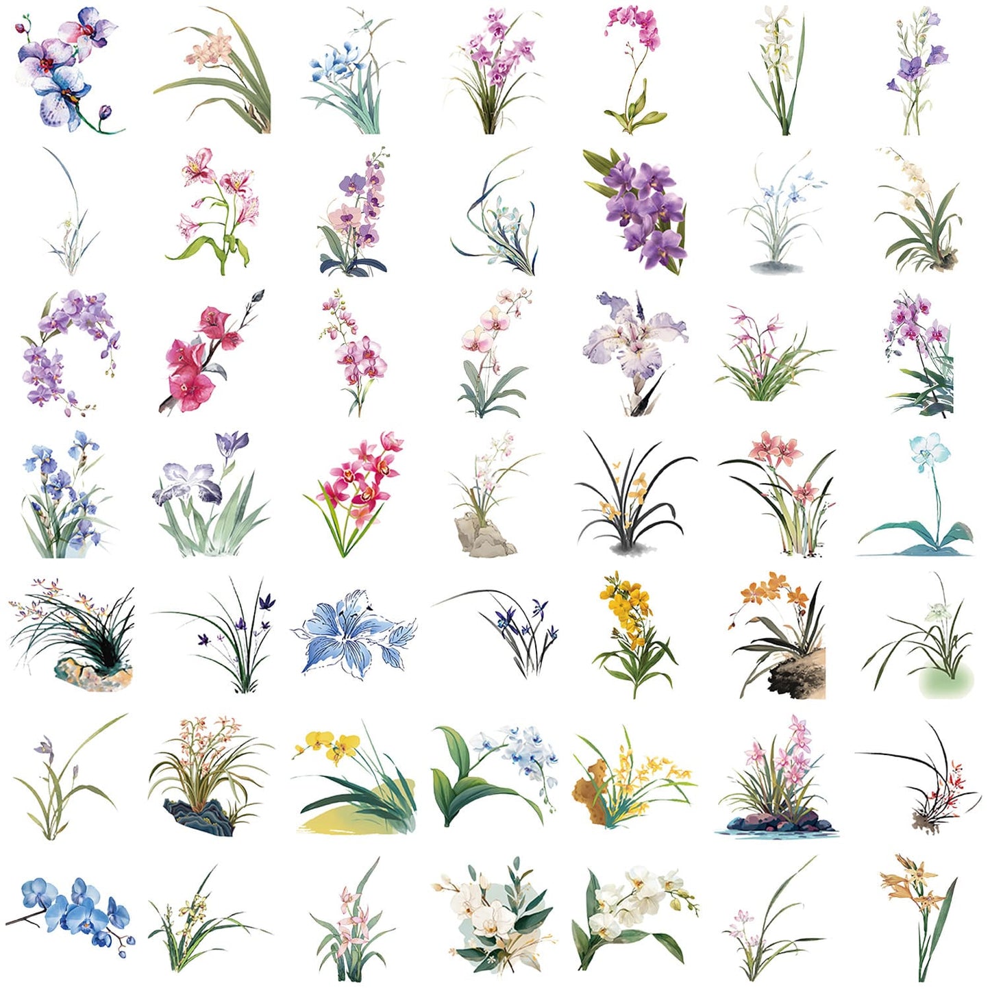 50PCS Orchid Grass Stickers
