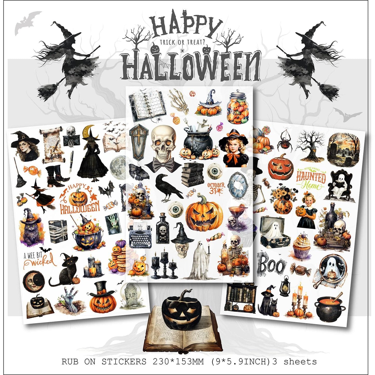 3PCS Halloween Transfer Stickers