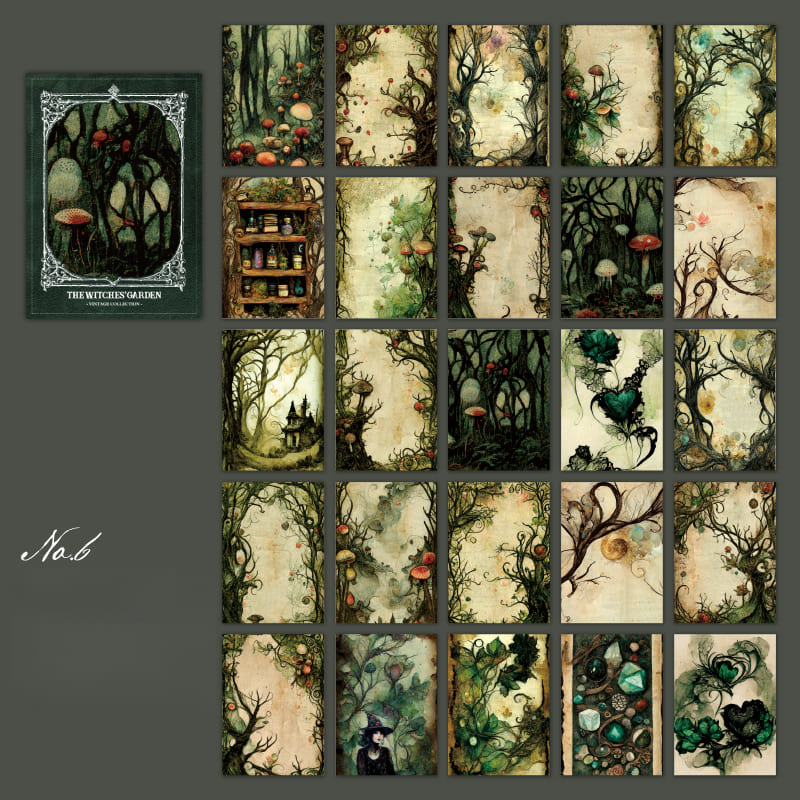 50PCS The Witches' Garden Scrapbook Paper