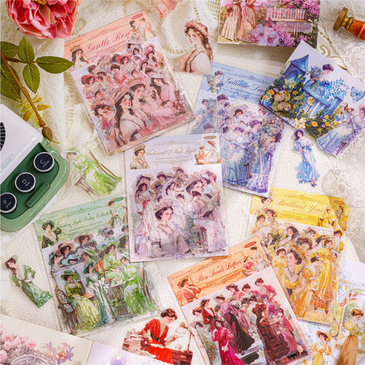 Full set of Roman Holiday aesthetic character PET stickers