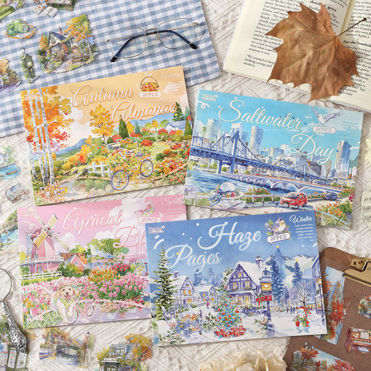 Four Seasons Landscape Large Stickers Set – journaling and scrapbook decoration