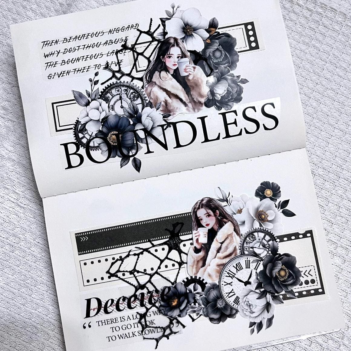 Black and White Flowers PET Tape