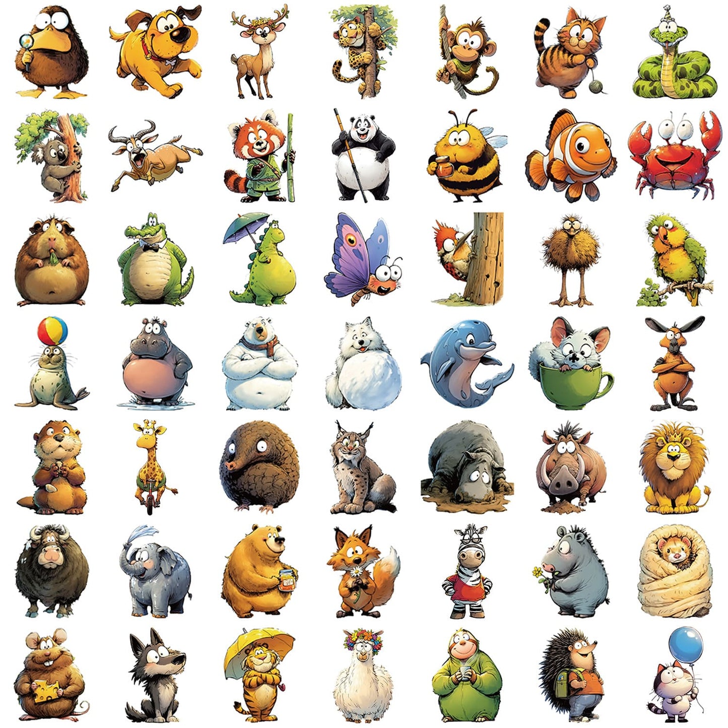 50PCS Cartoon Animal Sticker Pack
