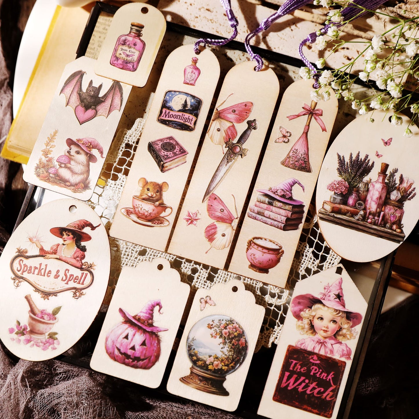 3PCS Pink Halloween Transfer Stickers