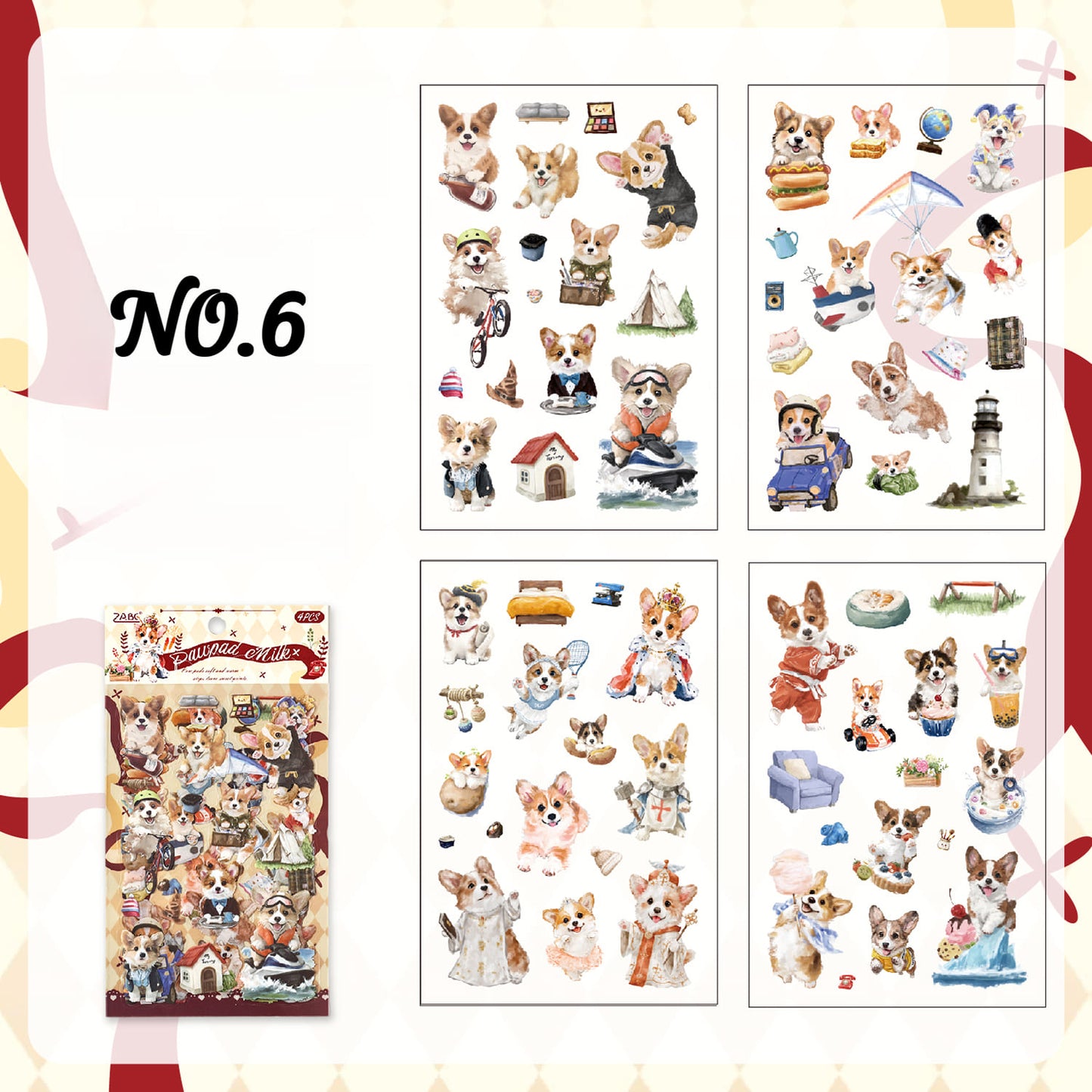 Cartoon Puppy & Kitten Sticker