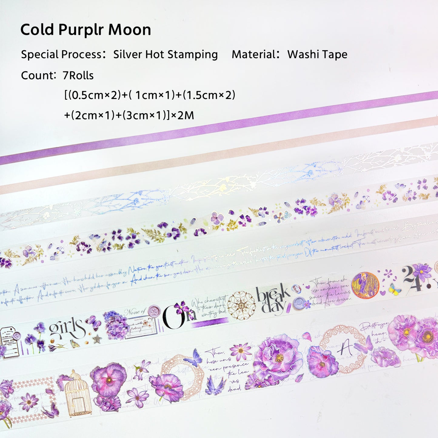 7PCS Flowers Series Washi Paper Tape