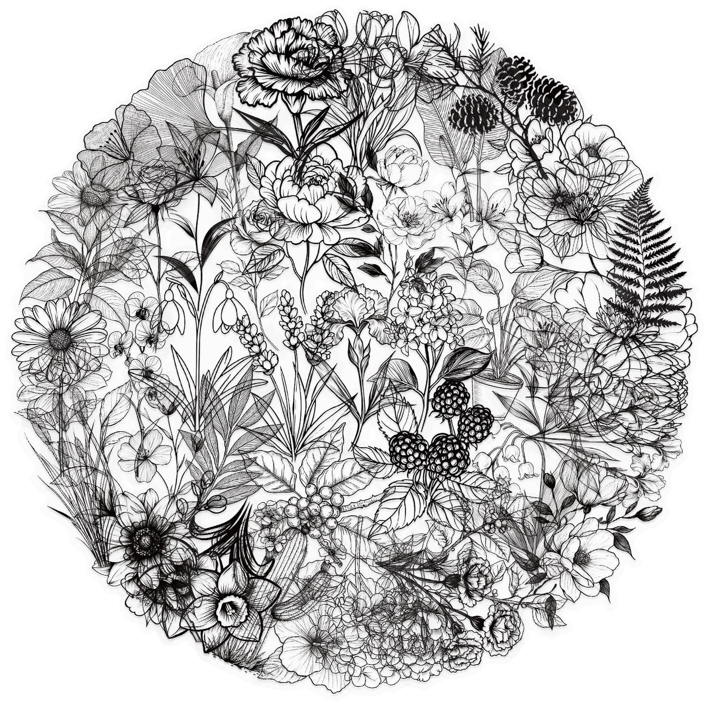 50PCS Black and White Plants Stickers