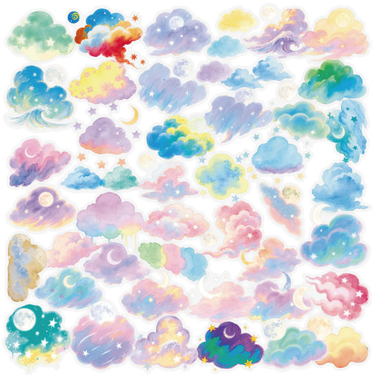 Watercolor cloud stickers pack – 56PCS decorative scrapbooking stickers
