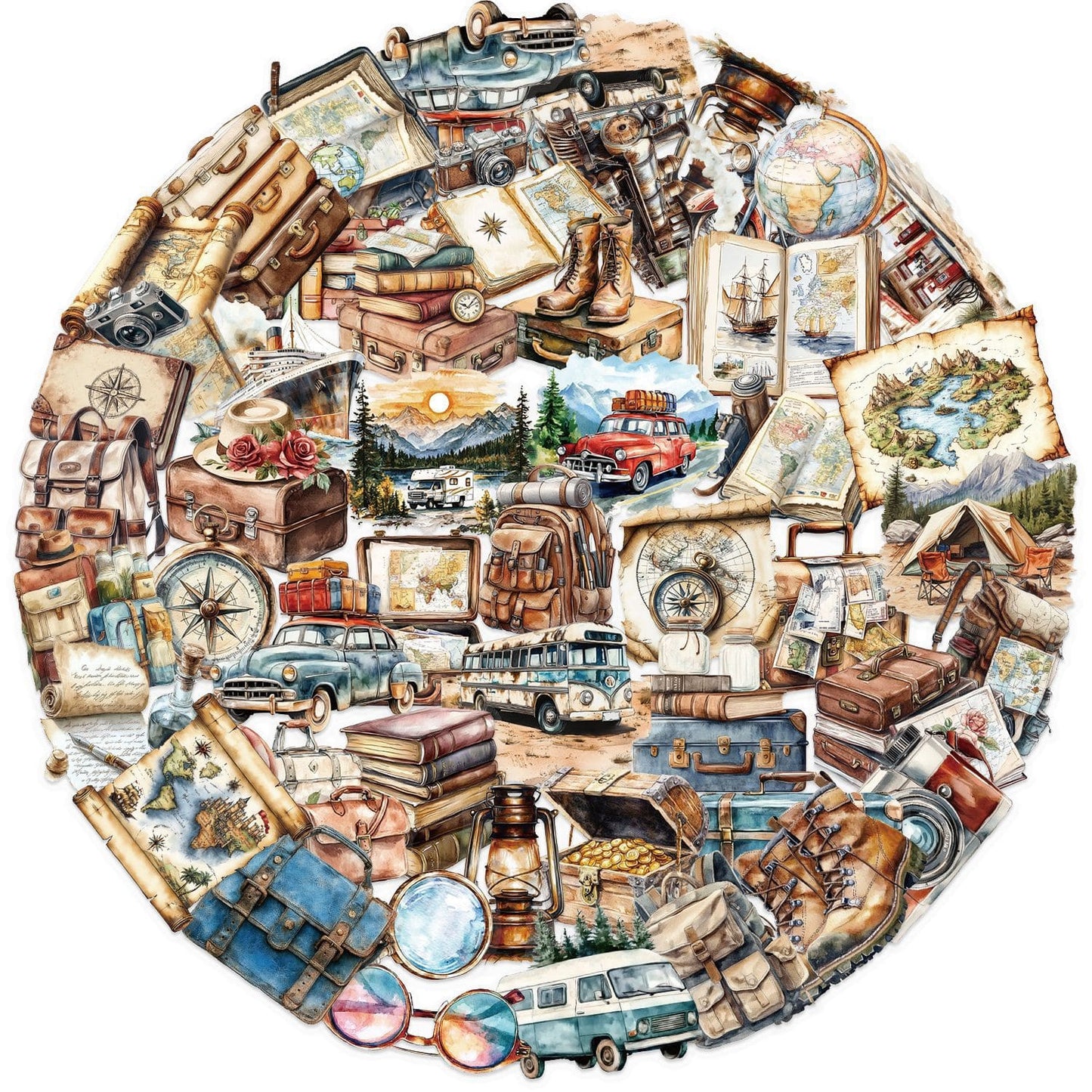 50PCS Vintage Travel Sticker Pack