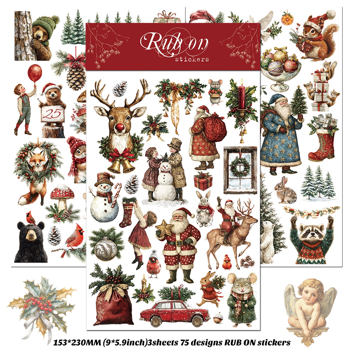 3PCS Christmas Transfer Stickers