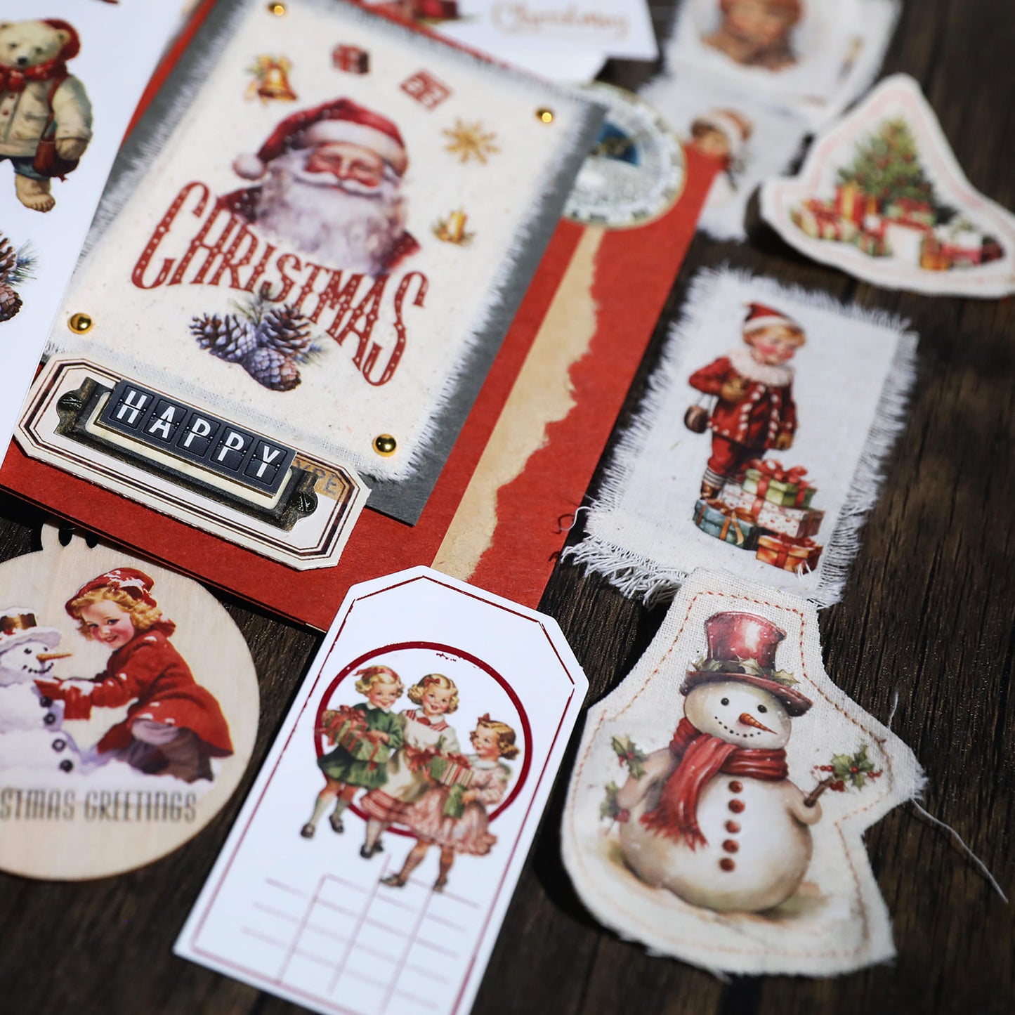 3PCS Vintage Christmas Transfer Stickers