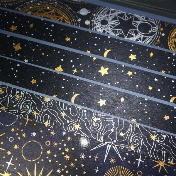 Black Sky Foil Silver Washi Tape Set