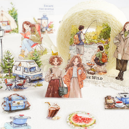 Close-up details of PET material stickers – transparent and durable texture