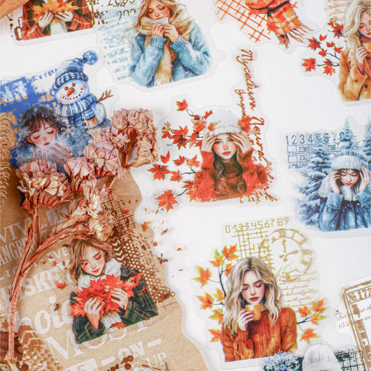 Autumn Winter Girl Character Stickers