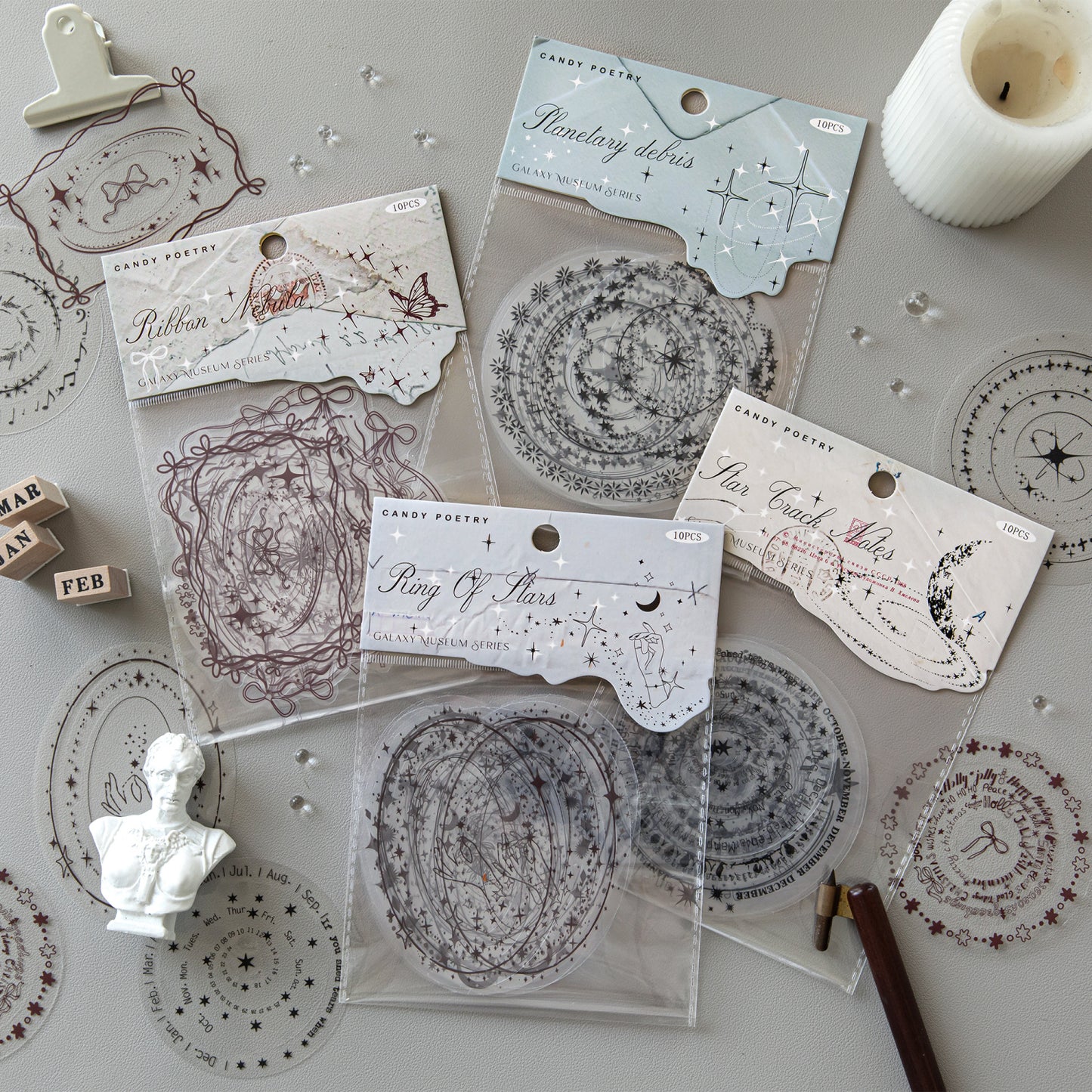 Galaxy Theme Die-cut PET Stickers