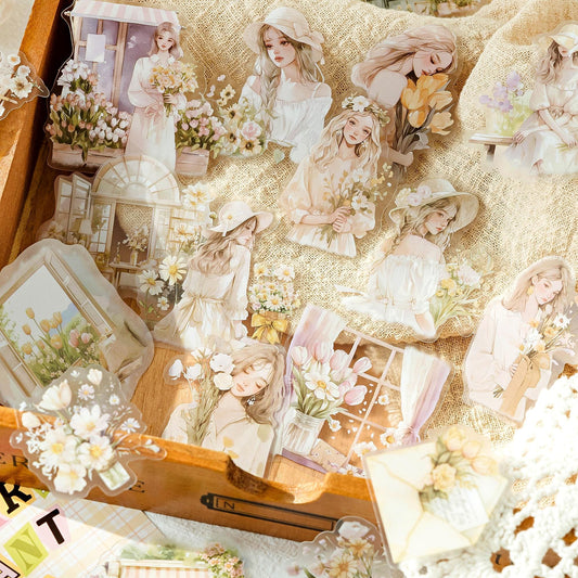 Plant And Girl Theme Stickers