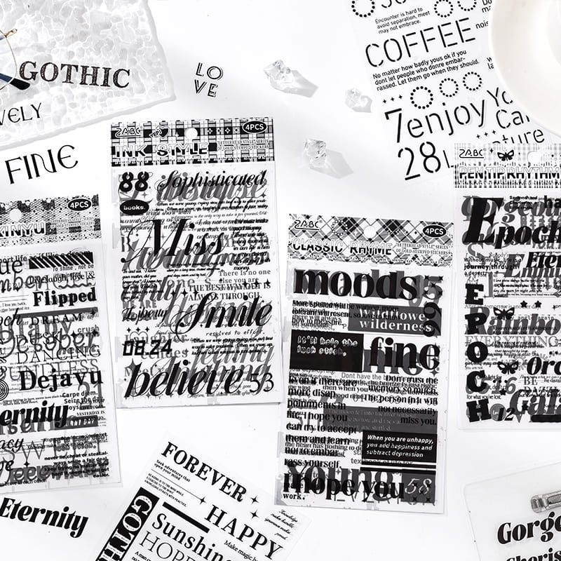 Black And White English Die-cut Stickers