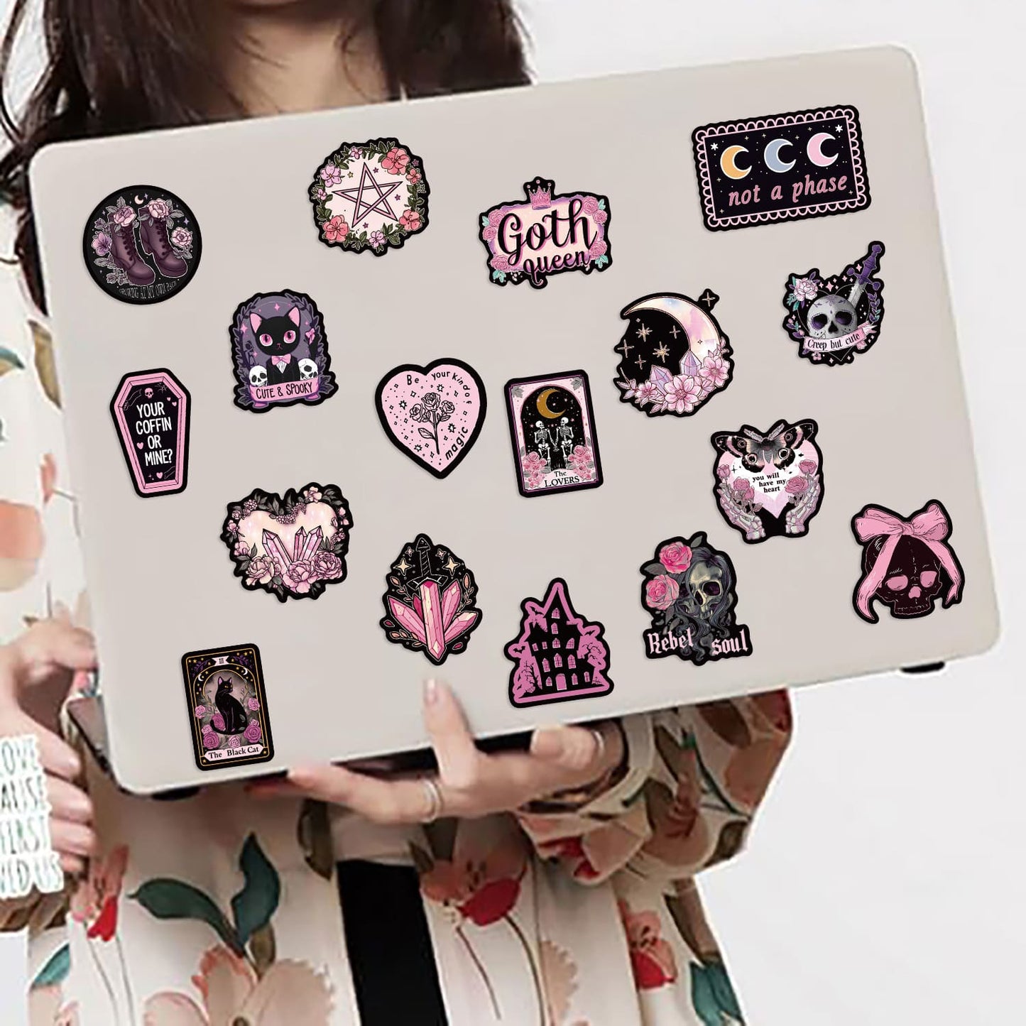 50PCS Black & Pink Gothic Sticker Pack