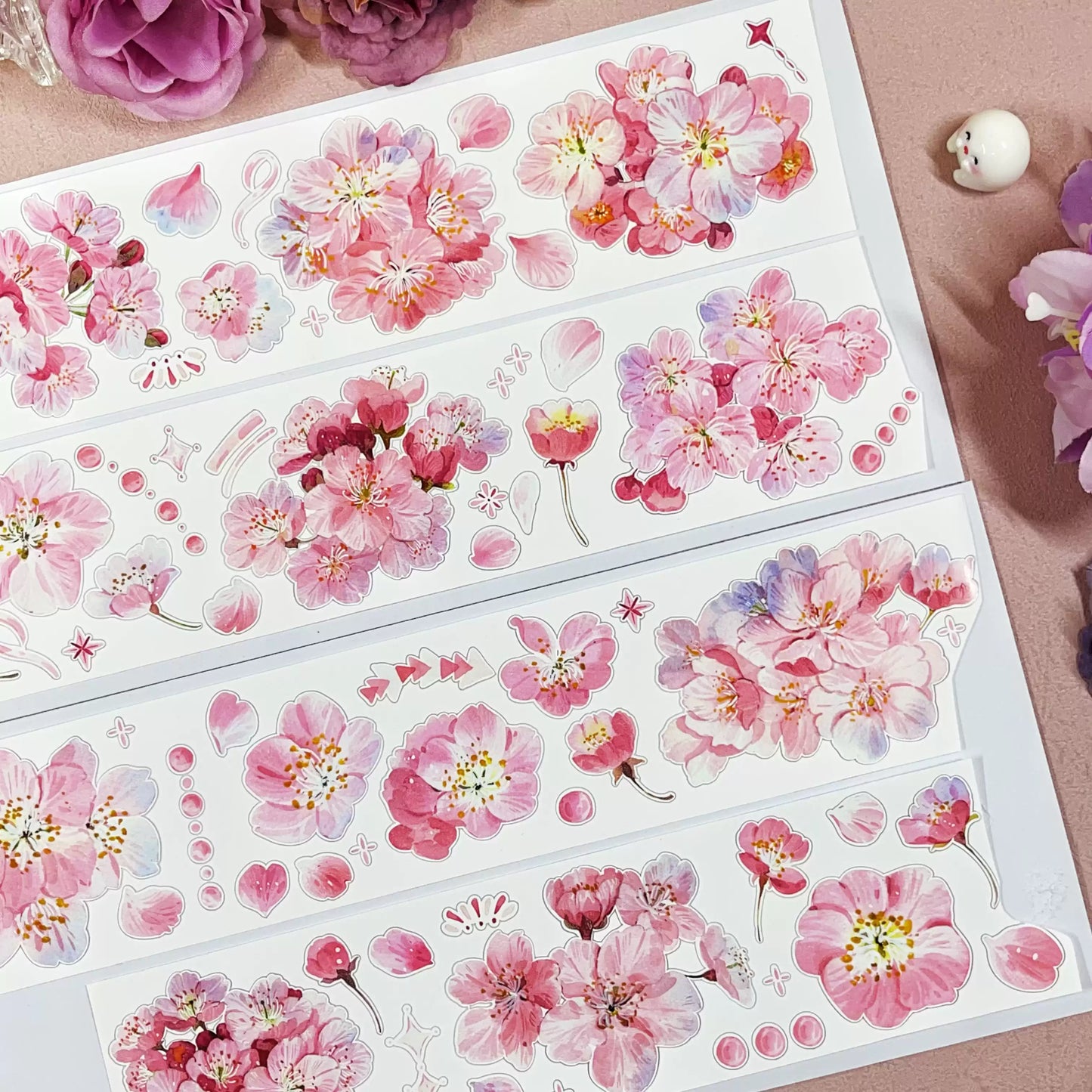 Cherry Blossom Die-Cut PET/Washi Paper Tape (One Cycle)