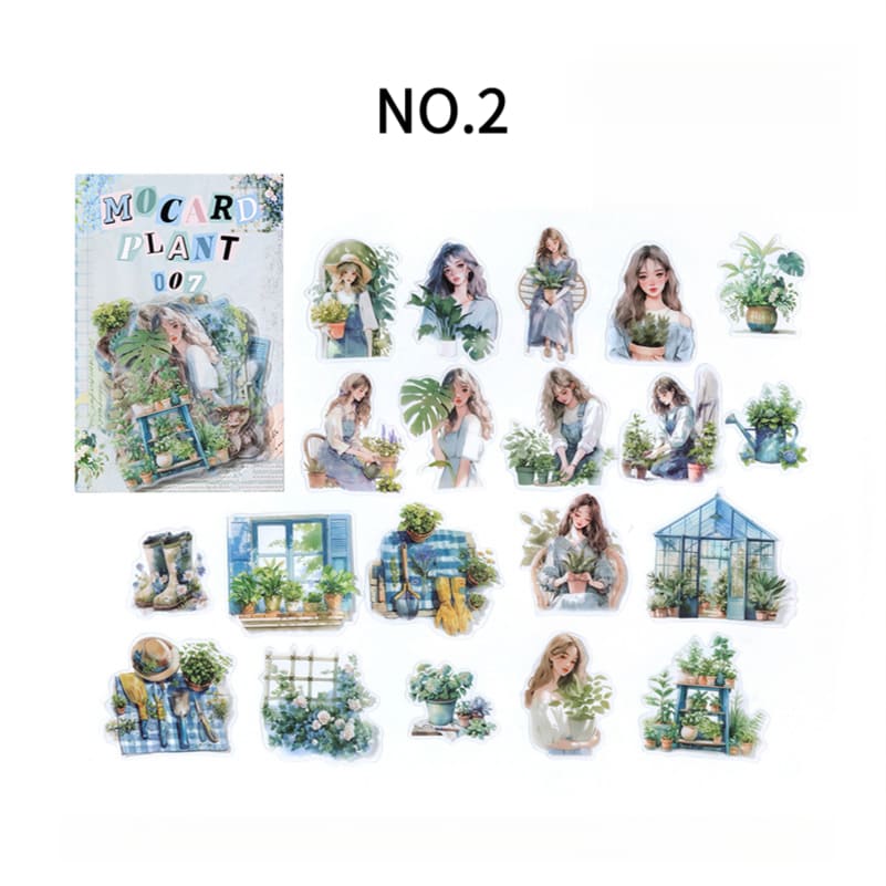 Plant And Girl Theme Stickers