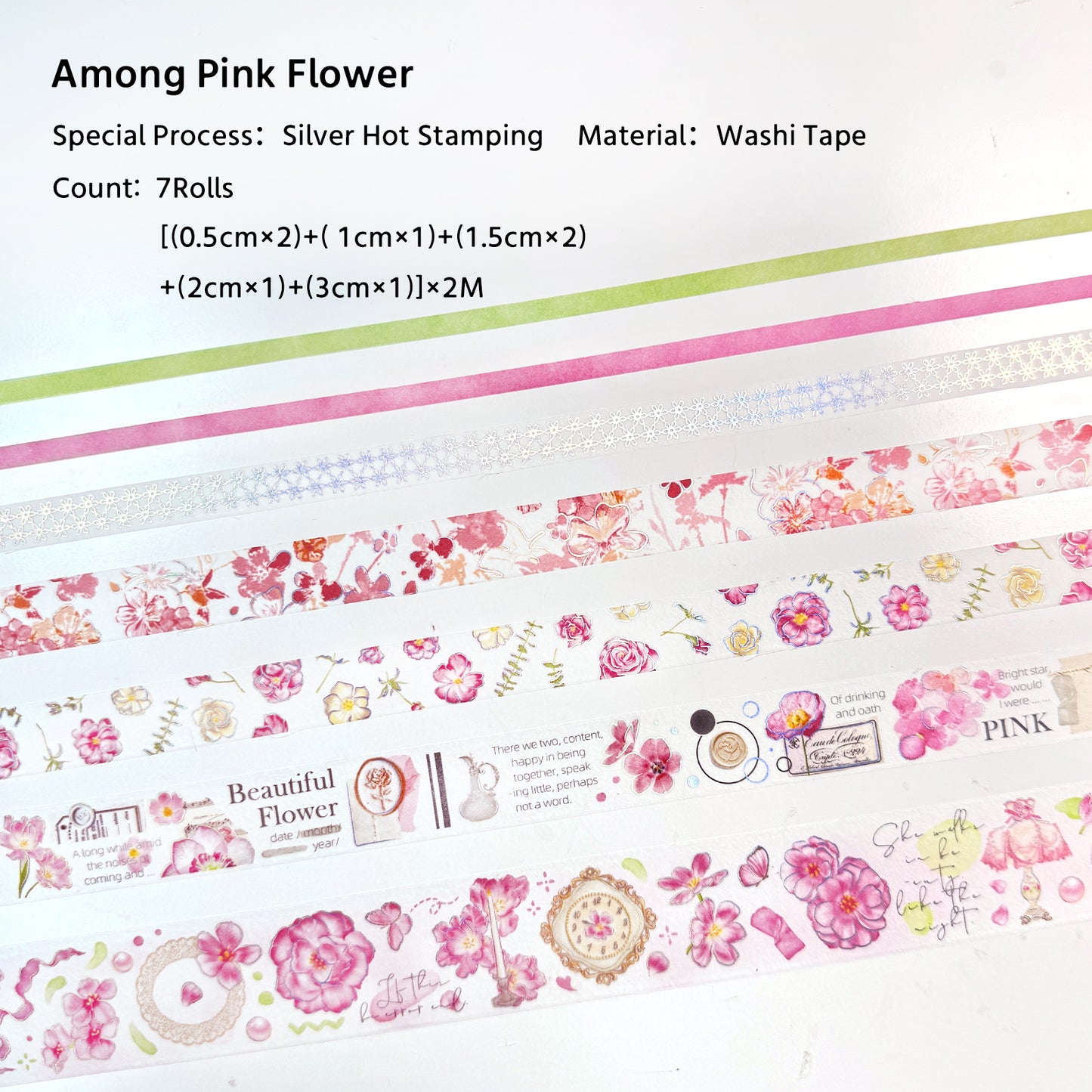 7PCS Flowers Series Washi Paper Tape