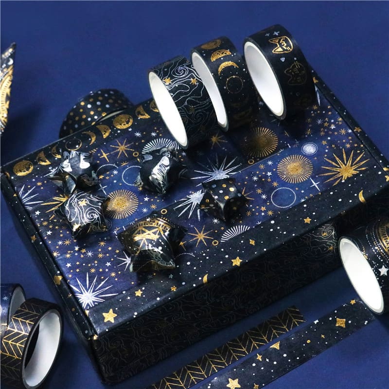 Black Sky Foil Silver Washi Tape Set