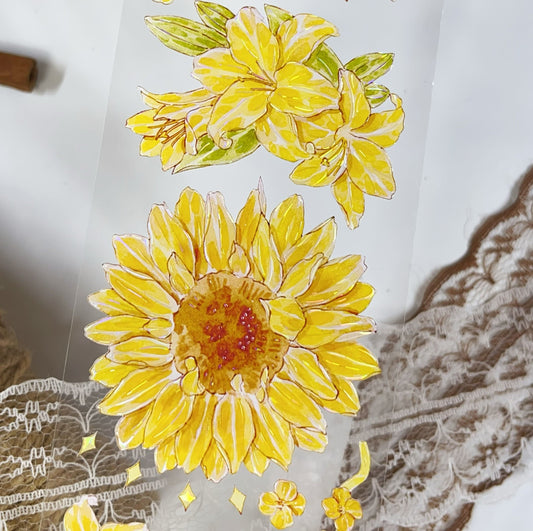 One Cycle Sunflower Field Die-Cut PET Tape