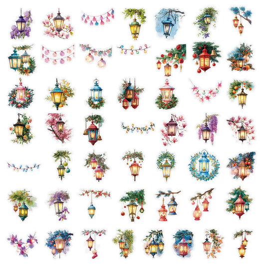 Close-up of lantern theme journal stickers pack