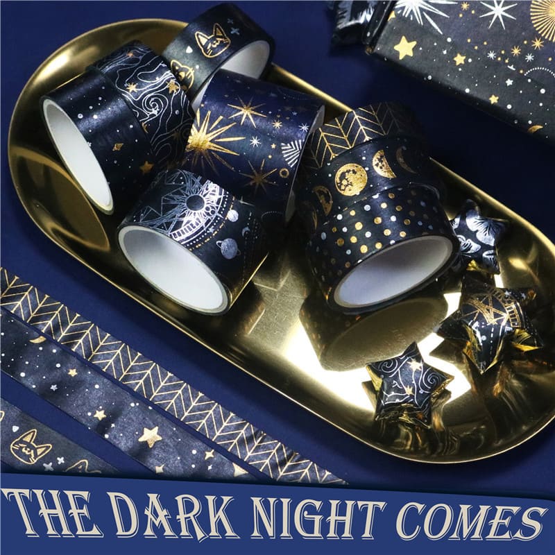 Black Sky Foil Silver Washi Tape Set