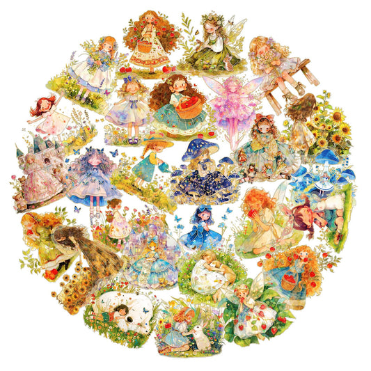 Holographic Gold Fairy Tale Princess Stickers Pack