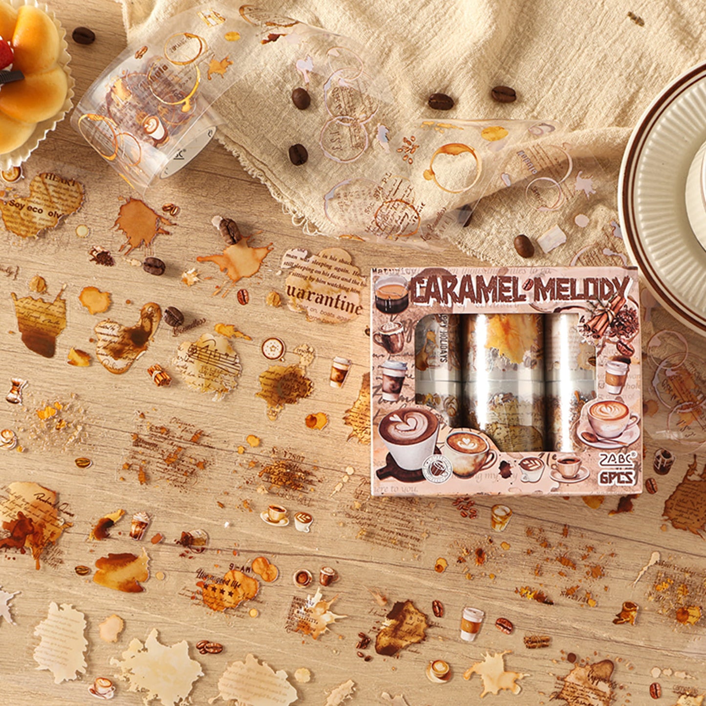 6PCS Caramel Drip PET Tape Set