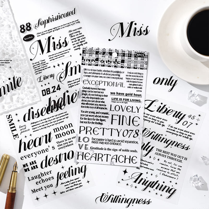 Black And White English Die-cut Stickers