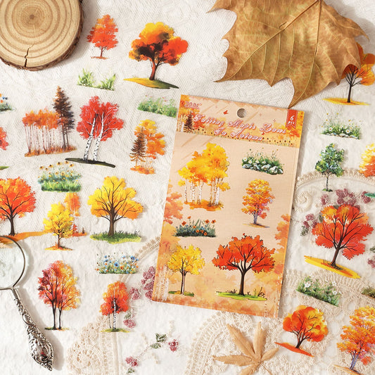 Autumn tree PET sticker with vibrant colors