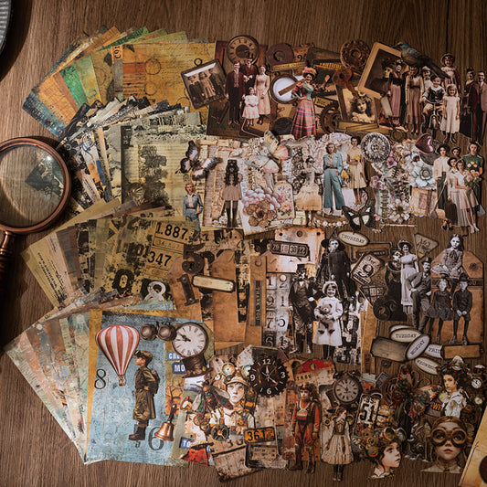 55PCS Vintage Hard Card Material Pack