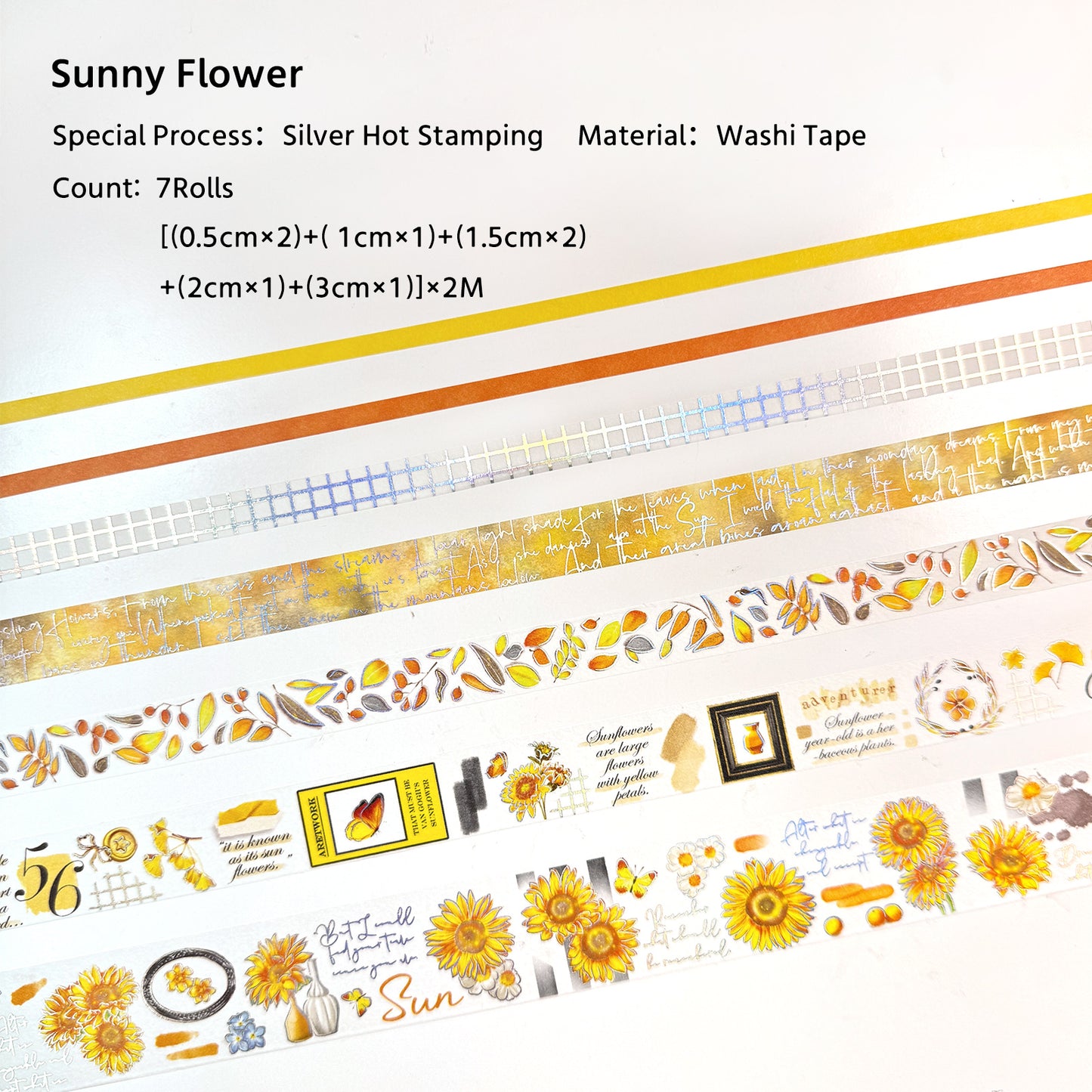 7PCS Flowers Series Washi Paper Tape