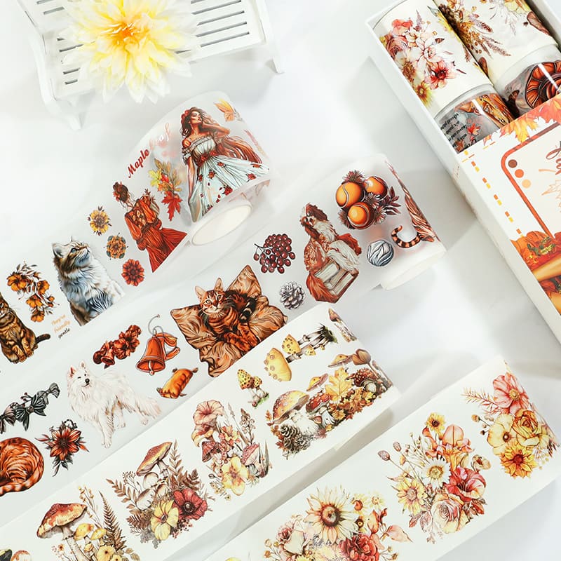 4PCS Autumn Series PET/Washi Tape-3